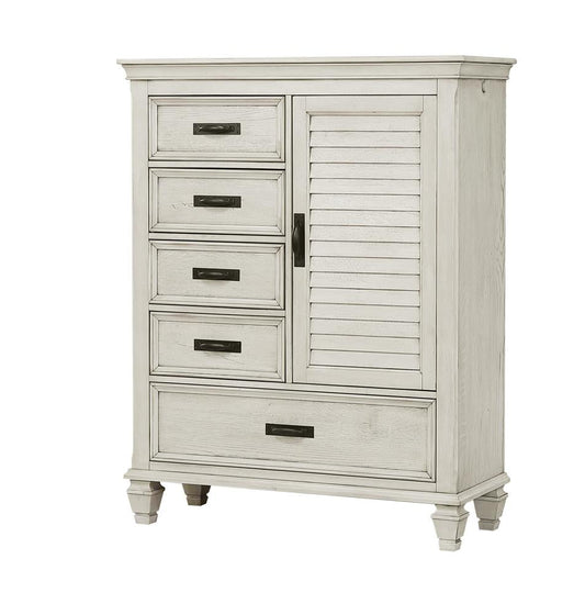 Franco Antique White 5-Drawer Door Chest - 205338 - Luna Furniture - Dallas Store