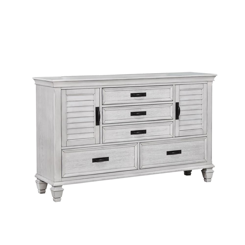 Franco Antique White 5-Drawer Dresser - 205333 - Luna Furniture - Dallas Store