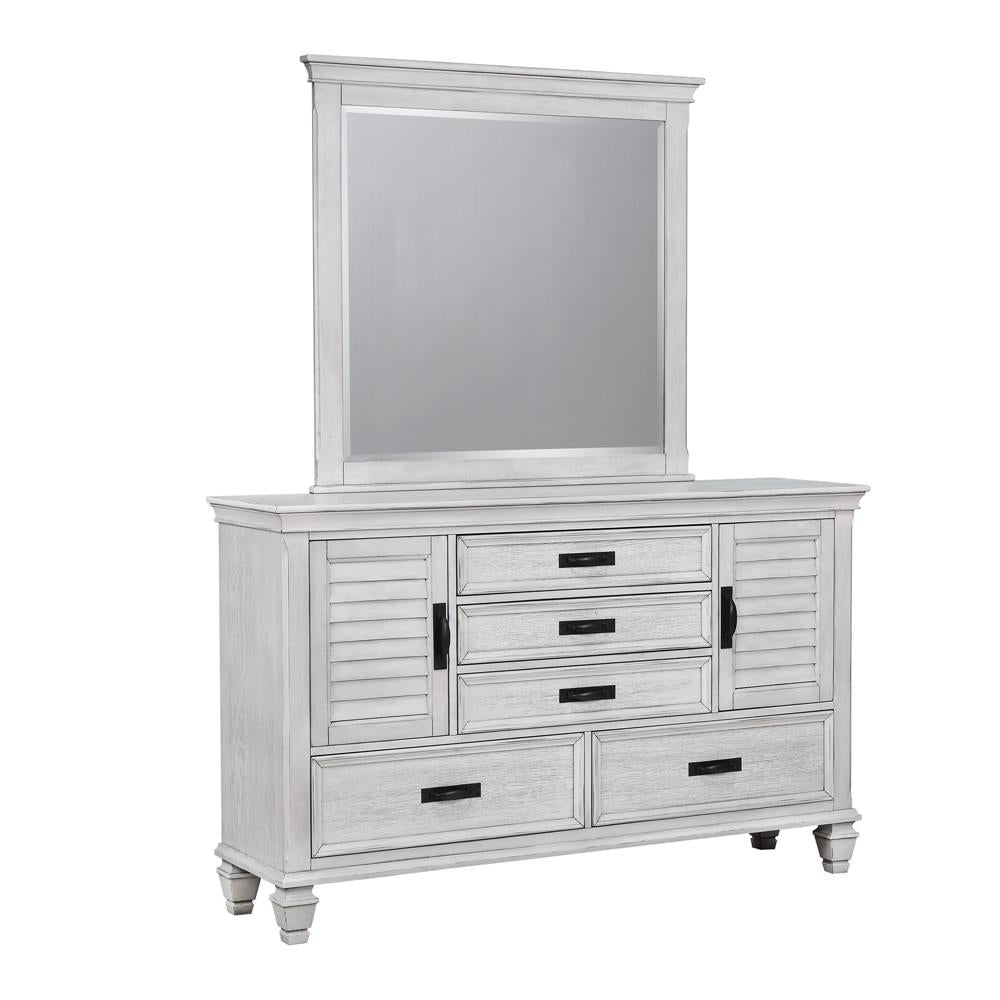 Franco Antique White 5-Drawer Dresser - 205333 - Luna Furniture - Dallas Store