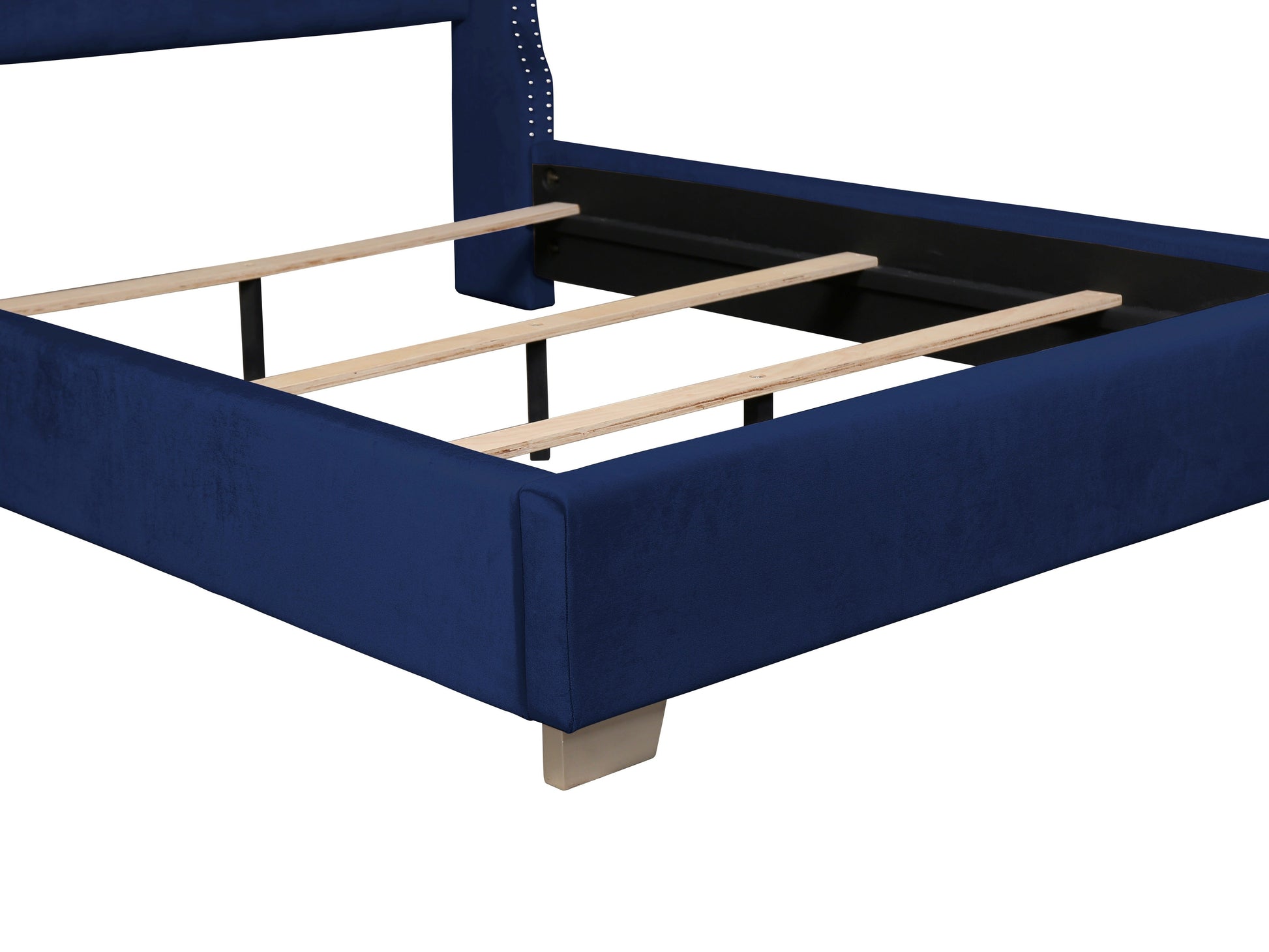 Franco Blue Velvet King Upholstered Bed - SET | SH228KBLU-1 | SH228KBLU-3 - Luna Furniture - Dallas Store