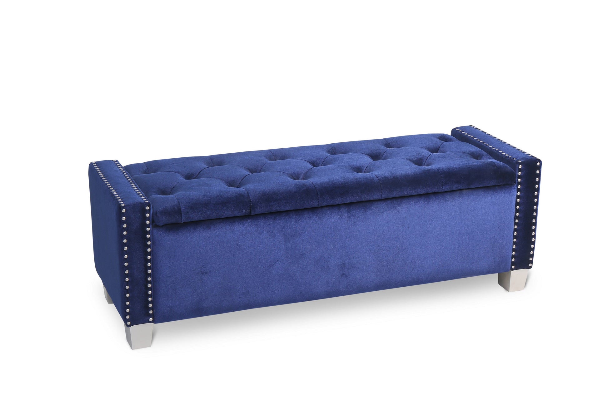 Franco Blue Velvet Storage Bench - SH228BLU-BH - Luna Furniture - Dallas Store