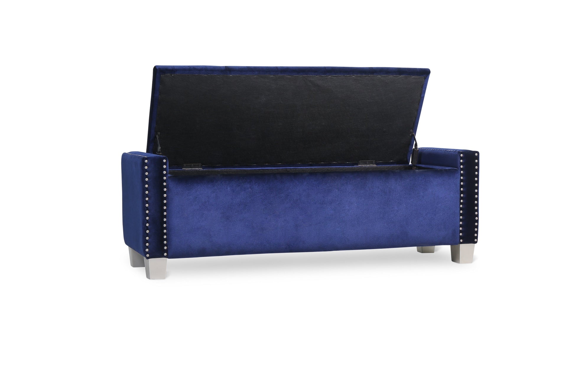 Franco Blue Velvet Storage Bench - SH228BLU-BH - Luna Furniture - Dallas Store