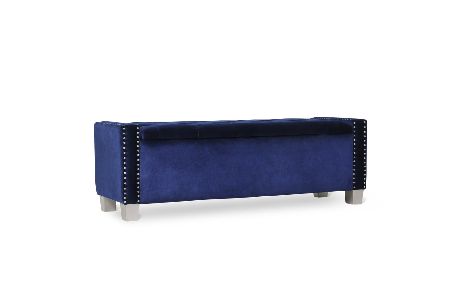 Franco Blue Velvet Storage Bench - SH228BLU-BH - Luna Furniture - Dallas Store