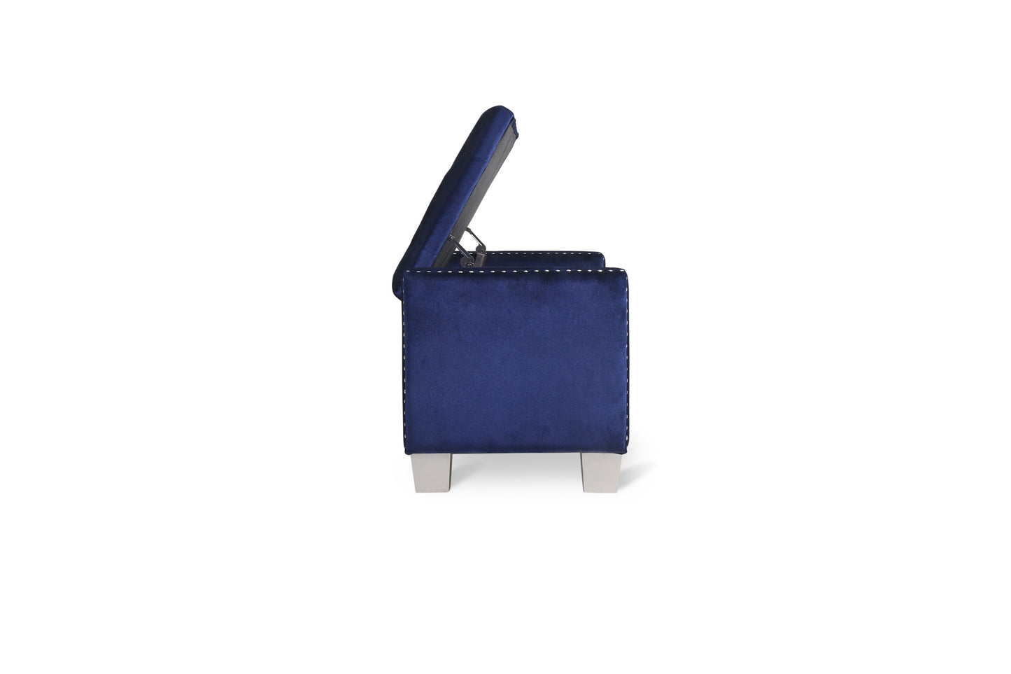 Franco Blue Velvet Storage Bench - SH228BLU-BH - Luna Furniture - Dallas Store