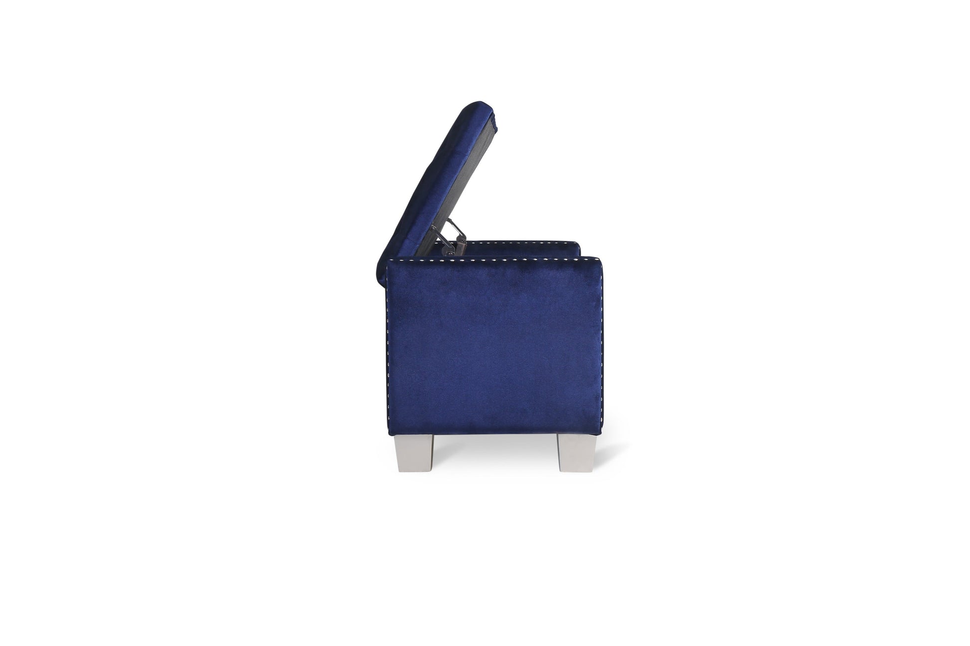 Franco Blue Velvet Storage Bench - SH228BLU-BH - Luna Furniture - Dallas Store