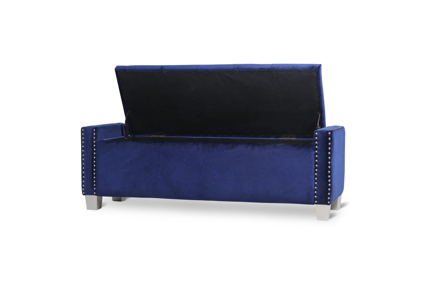 Franco Blue Velvet Storage Bench - SH228BLU-BH - Luna Furniture - Dallas Store
