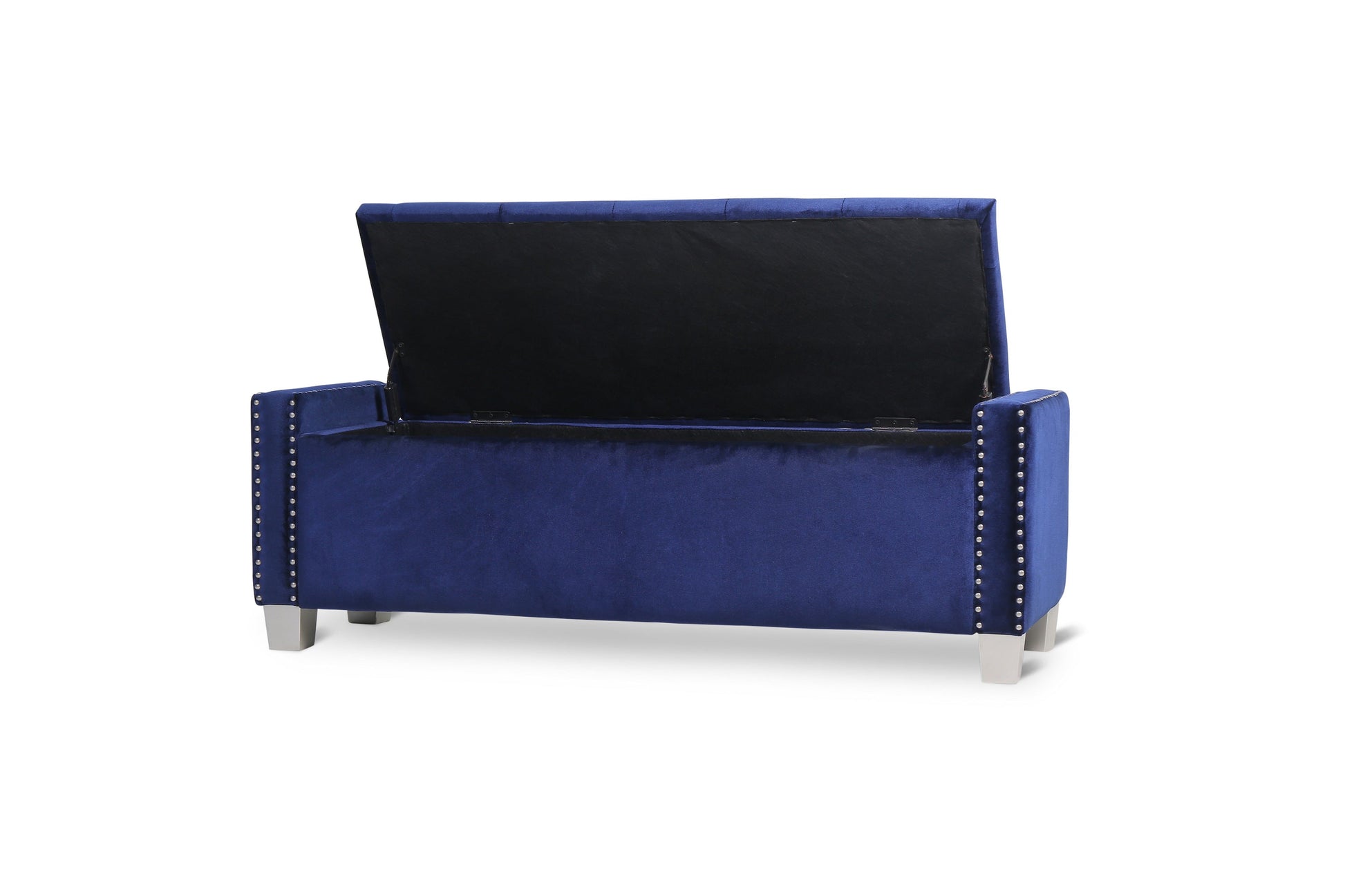 Franco Blue Velvet Storage Bench - SH228BLU-BH - Luna Furniture - Dallas Store