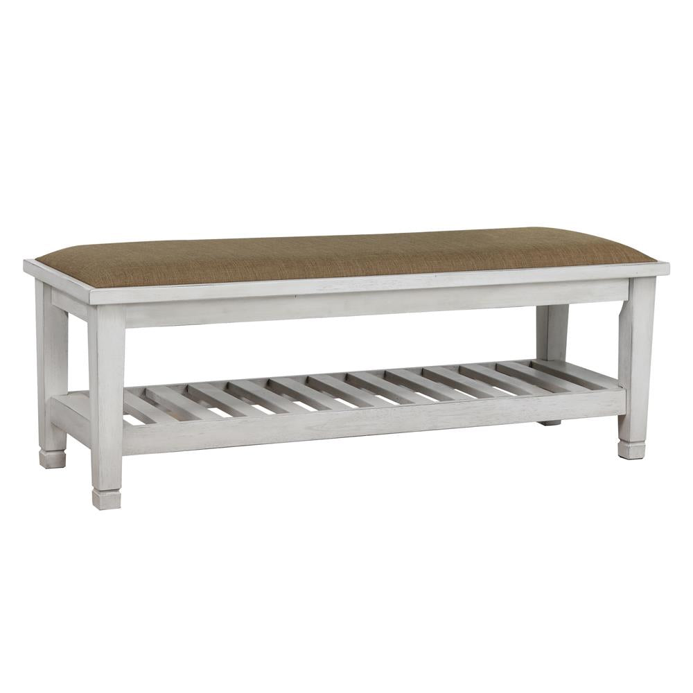 Franco Brown/Antique White Bench - 205337 - Luna Furniture - Dallas Store