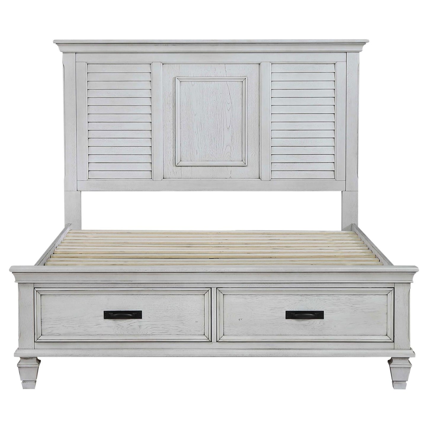 Franco Eastern King Storage Bed Antique White - 205330KE - Luna Furniture - Dallas Store