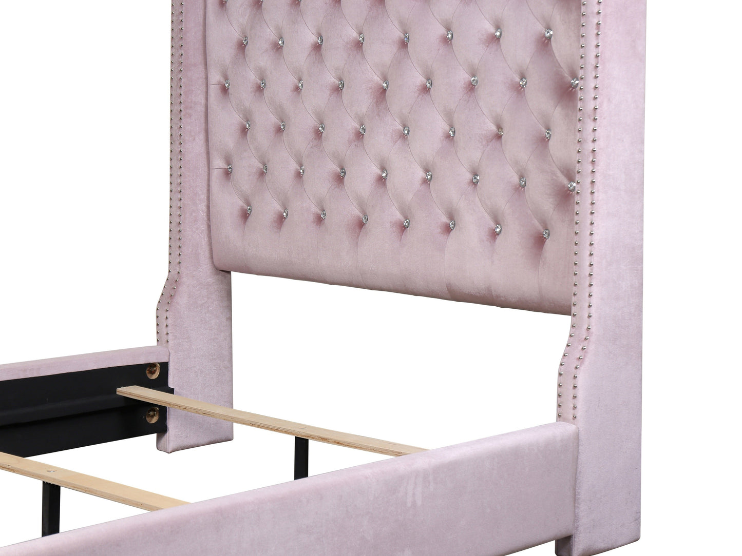 Franco Pink Velvet King Upholstered Bed - SET | SH228KPNK-1 | SH228KPNK-3 - Luna Furniture - Dallas Store