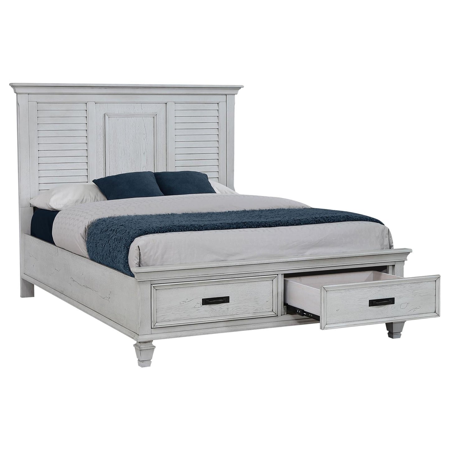 Franco Queen Storage Bed Antique White - 205330Q - Luna Furniture - Dallas Store