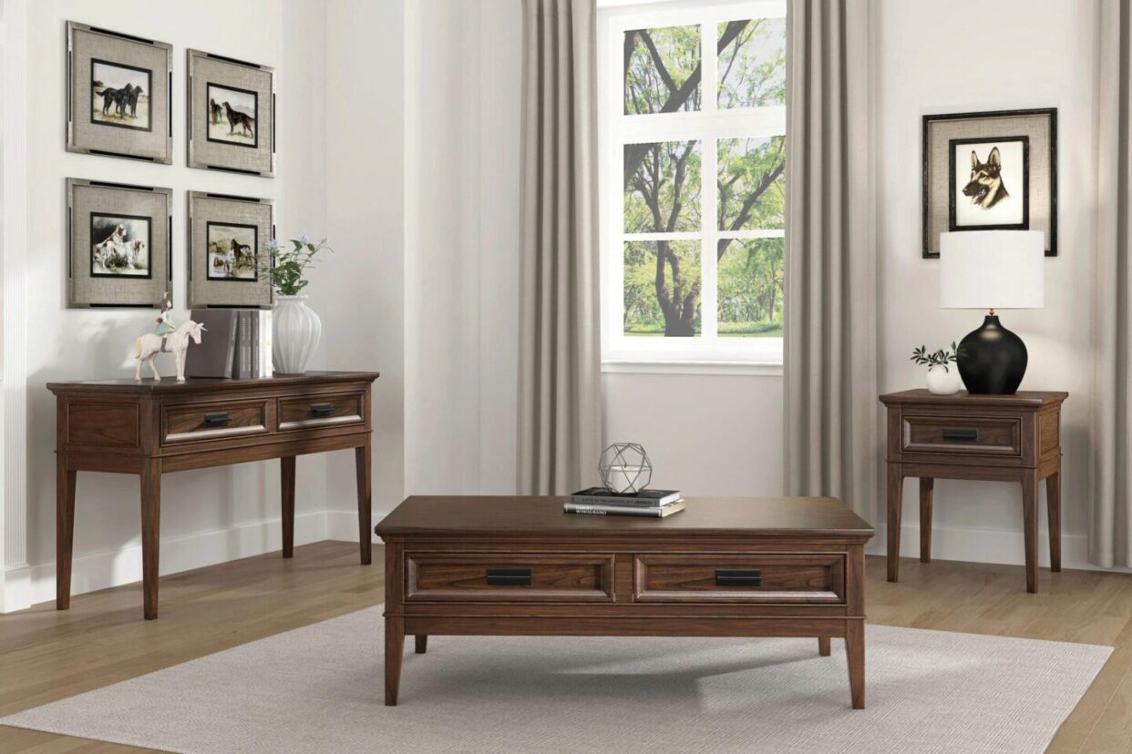 Frazier Park Brown Cherry Wood Sofa Table - 1649-05 - Luna Furniture - Dallas Store
