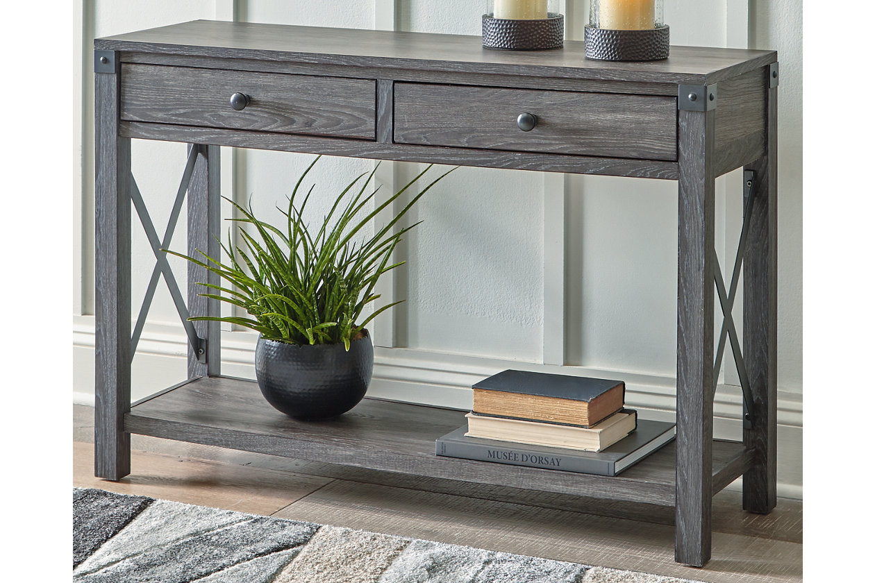 Freedan Grayish Brown Sofa/Console Table - T175-4 - Luna Furniture - Dallas Store