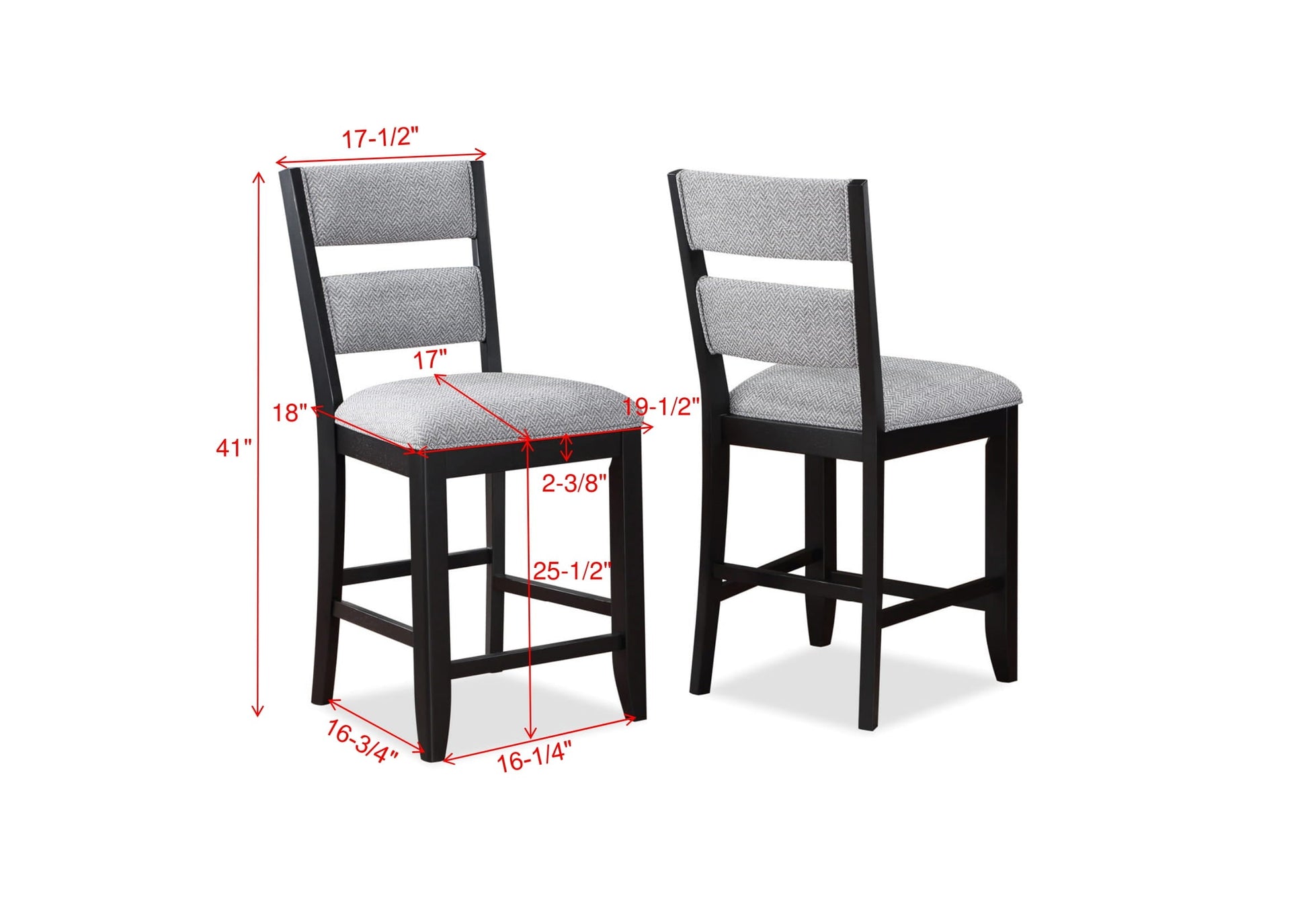 Frey Black/Gray Counter Height Chair, Set of 2 - 2716S-24 - Luna Furniture - Dallas Store