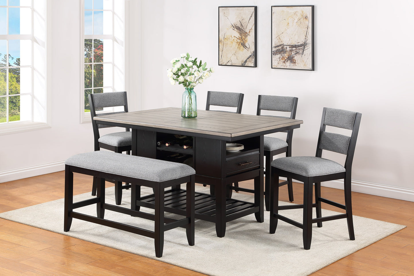 Frey Black/Gray Counter Height Table - SET | 2716T-4060-TOP | 2716T-4060-BASE - Luna Furniture - Dallas Store