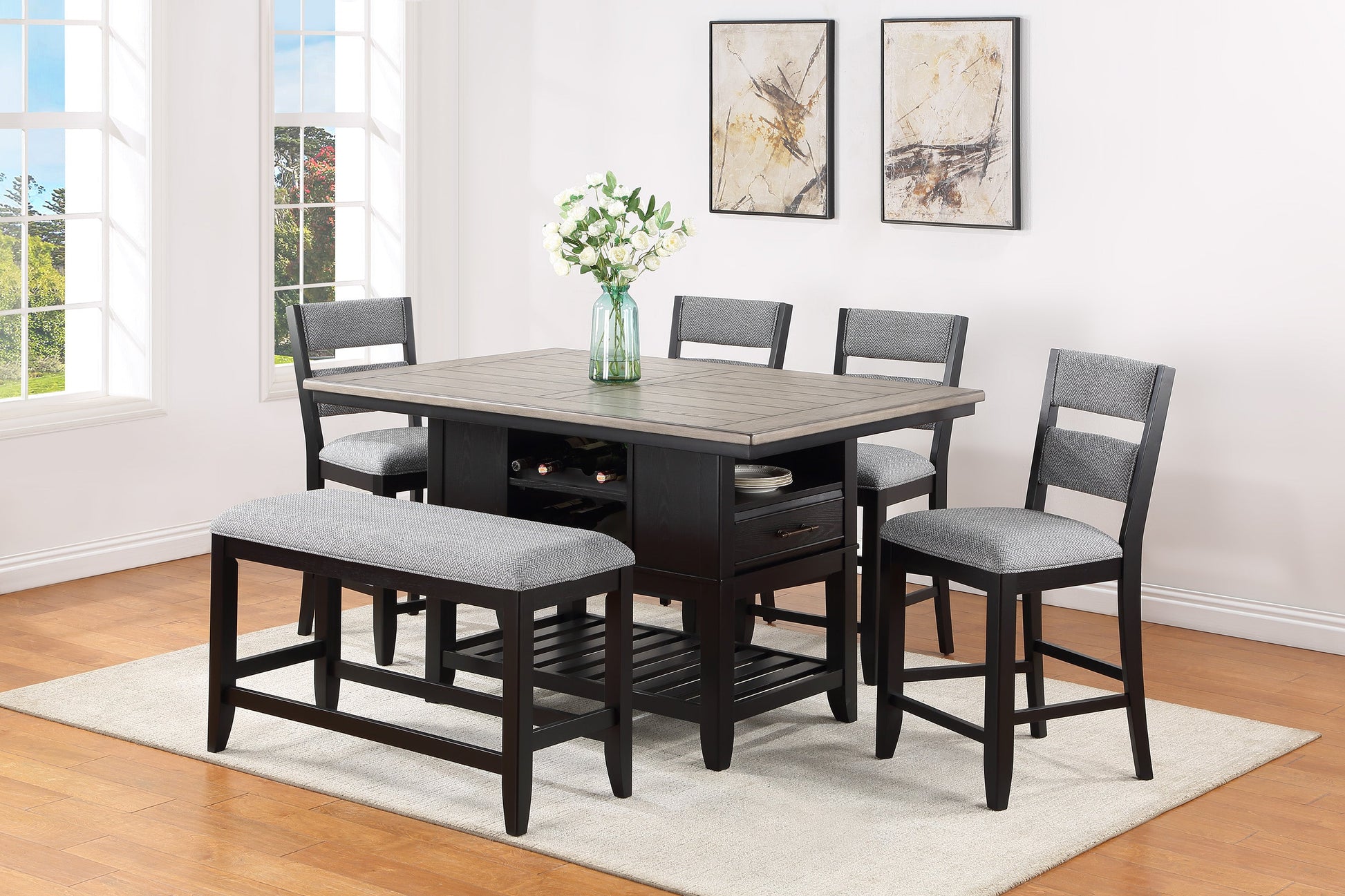 Frey Black/Gray Counter Height Table - SET | 2716T-4060-TOP | 2716T-4060-BASE - Luna Furniture - Dallas Store