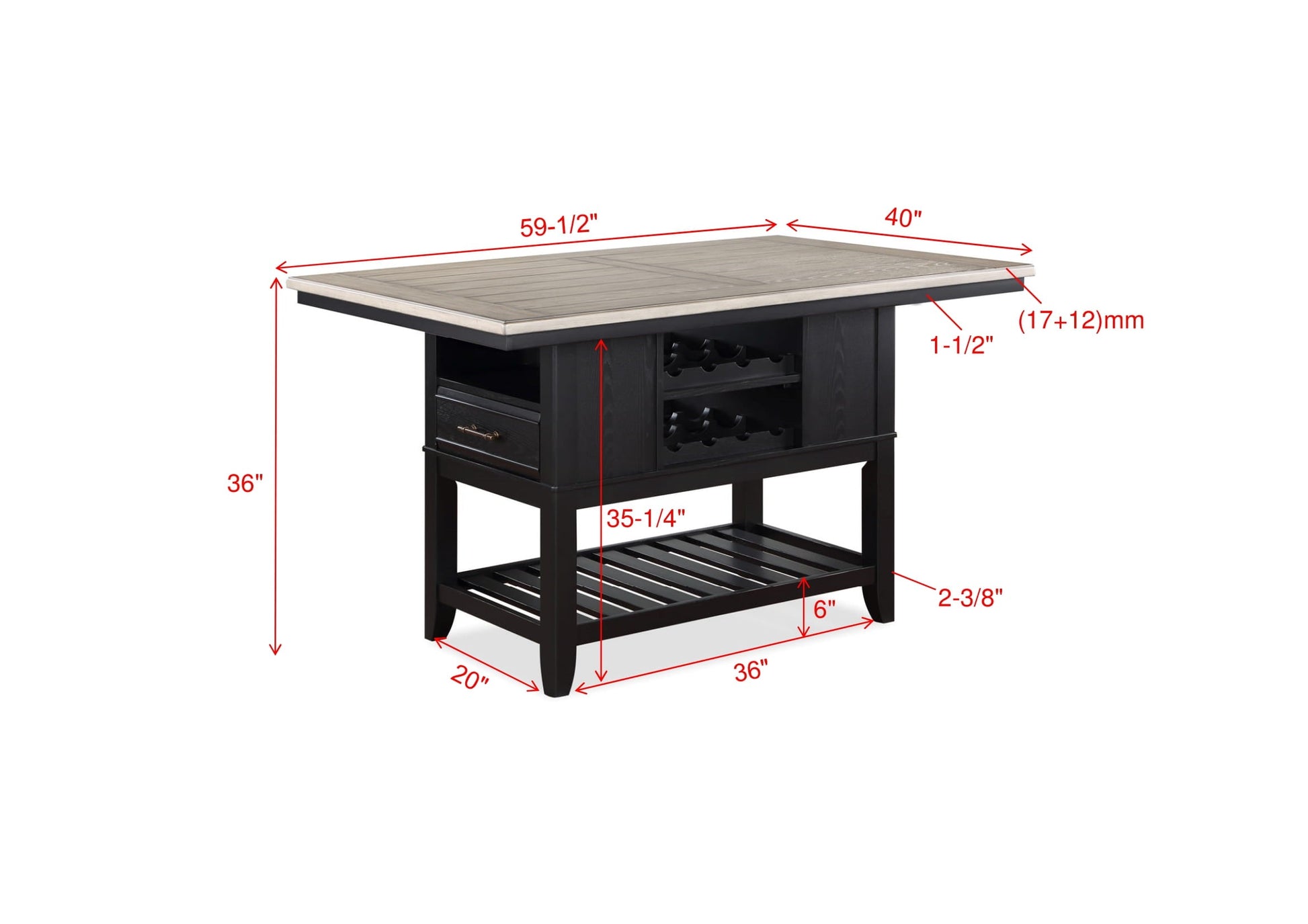 Frey Black/Gray Counter Height Table - SET | 2716T-4060-TOP | 2716T-4060-BASE - Luna Furniture - Dallas Store