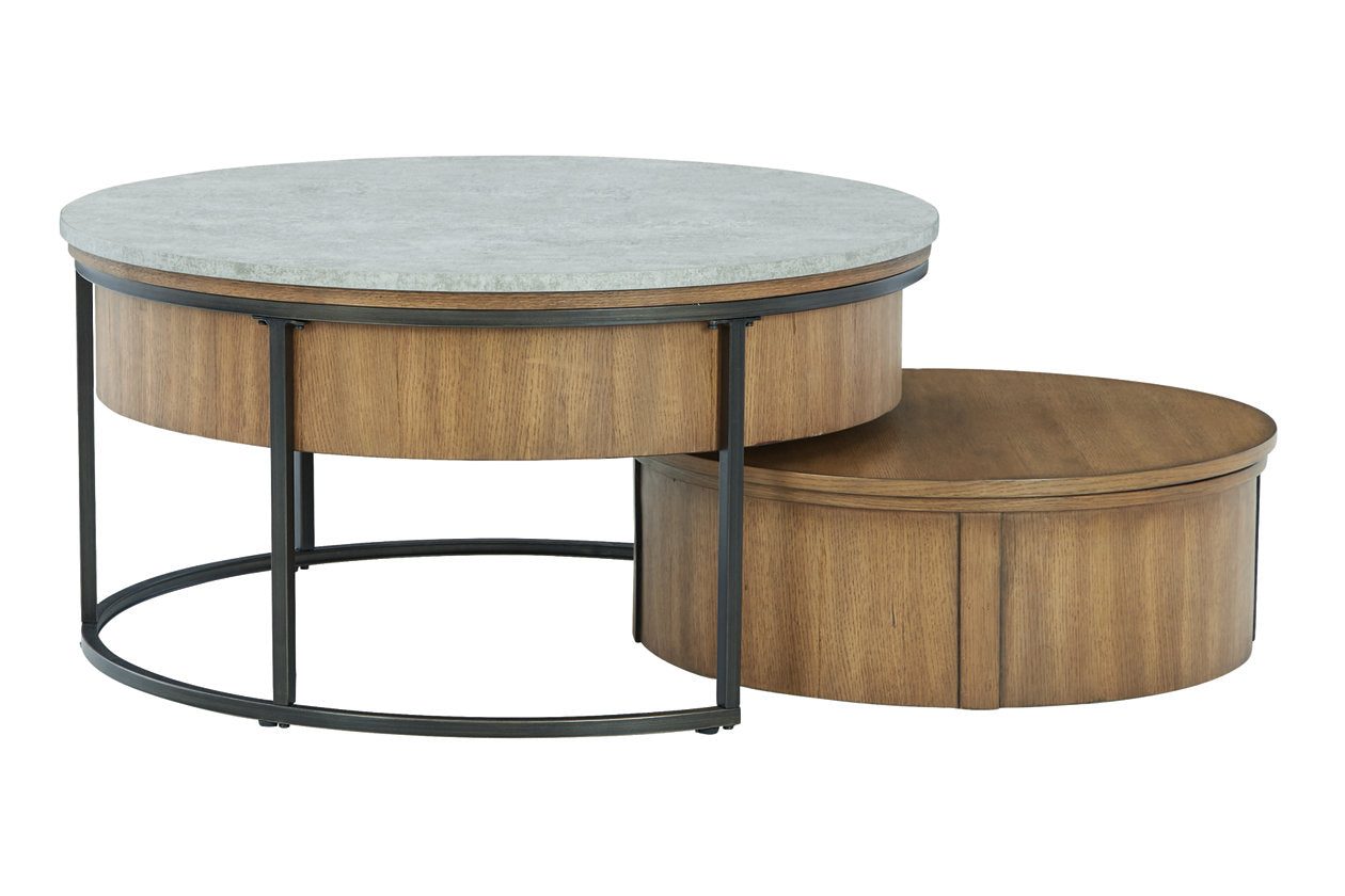 Fridley Gray/Brown/Black Nesting Coffee Table, Set of 2 - T964-8 - Luna Furniture - Dallas Store