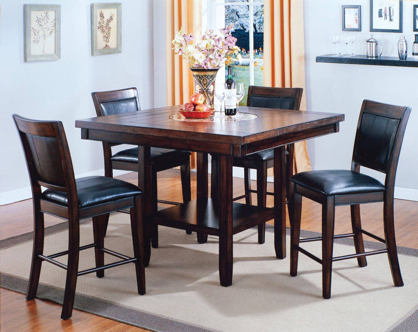Fulton Espresso Counter Height Set - SET | 2727T-4848-V | 2727S-24-V(2) | 2727-BENCH-V - Luna Furniture - Dallas Store