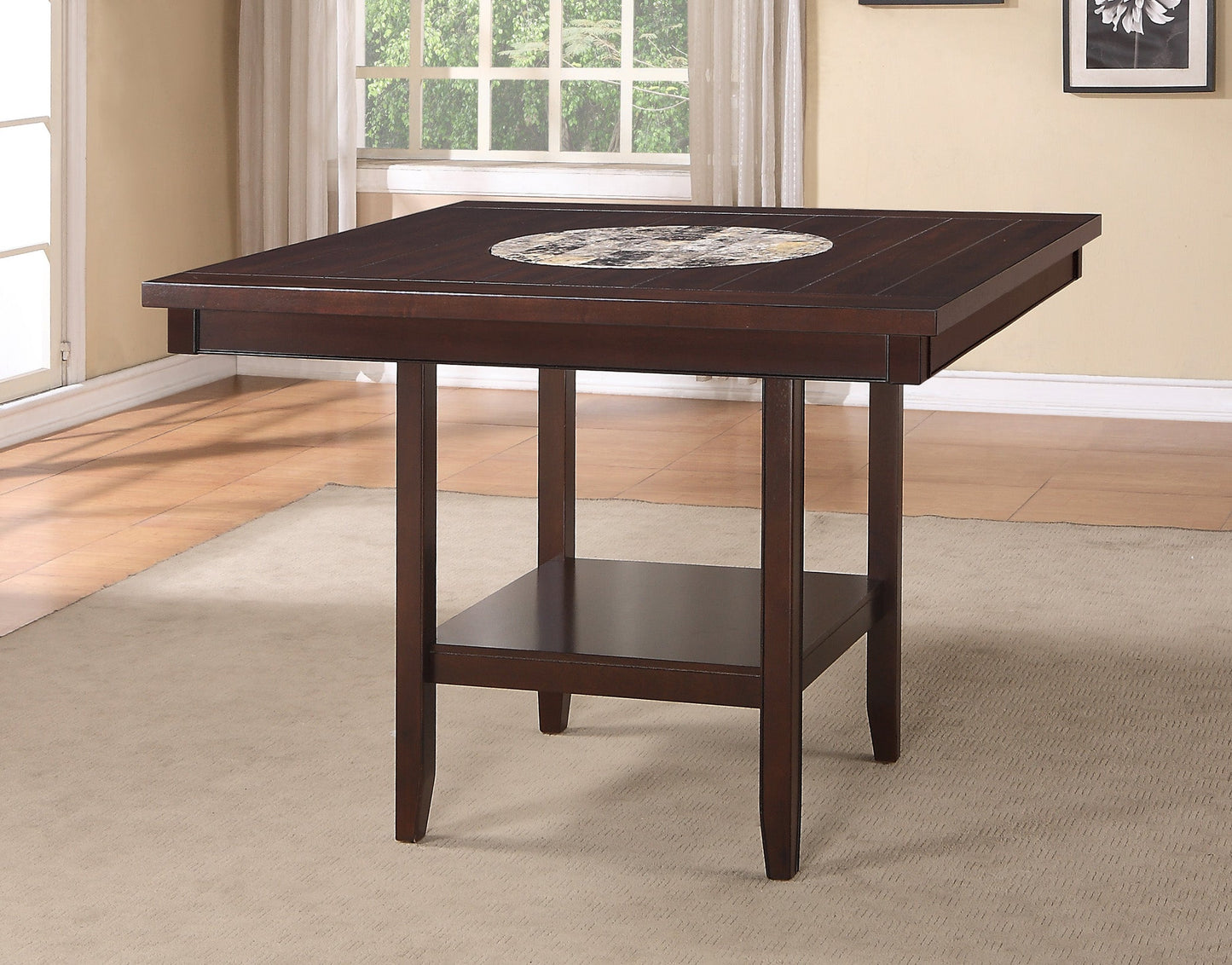 Fulton Espresso Counter Height Set - SET | 2727T-4848-V | 2727S-24-V(2) | 2727-BENCH-V - Luna Furniture - Dallas Store