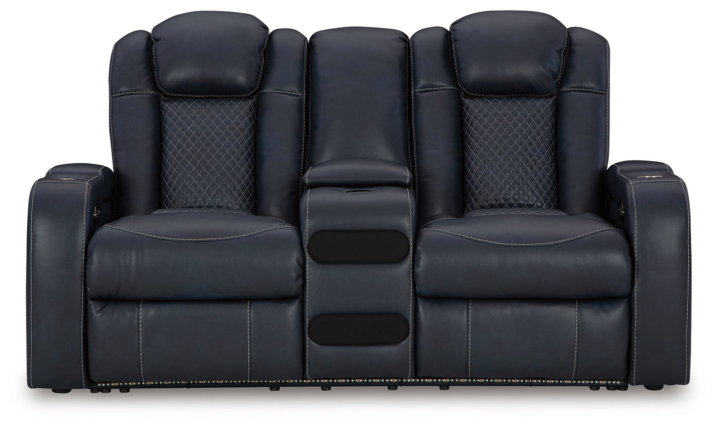 Fyne-Dyme Sapphire Power Reclining Loveseat with Console - 3660318 - Luna Furniture - Dallas Store