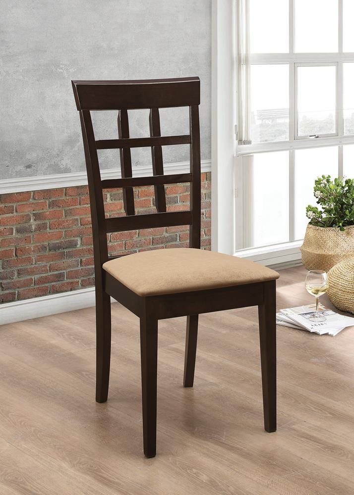 Gabriel Cappuccino/Tan Lattice Back Side Chairs, Set of 2 - 100772 - Luna Furniture - Dallas Store