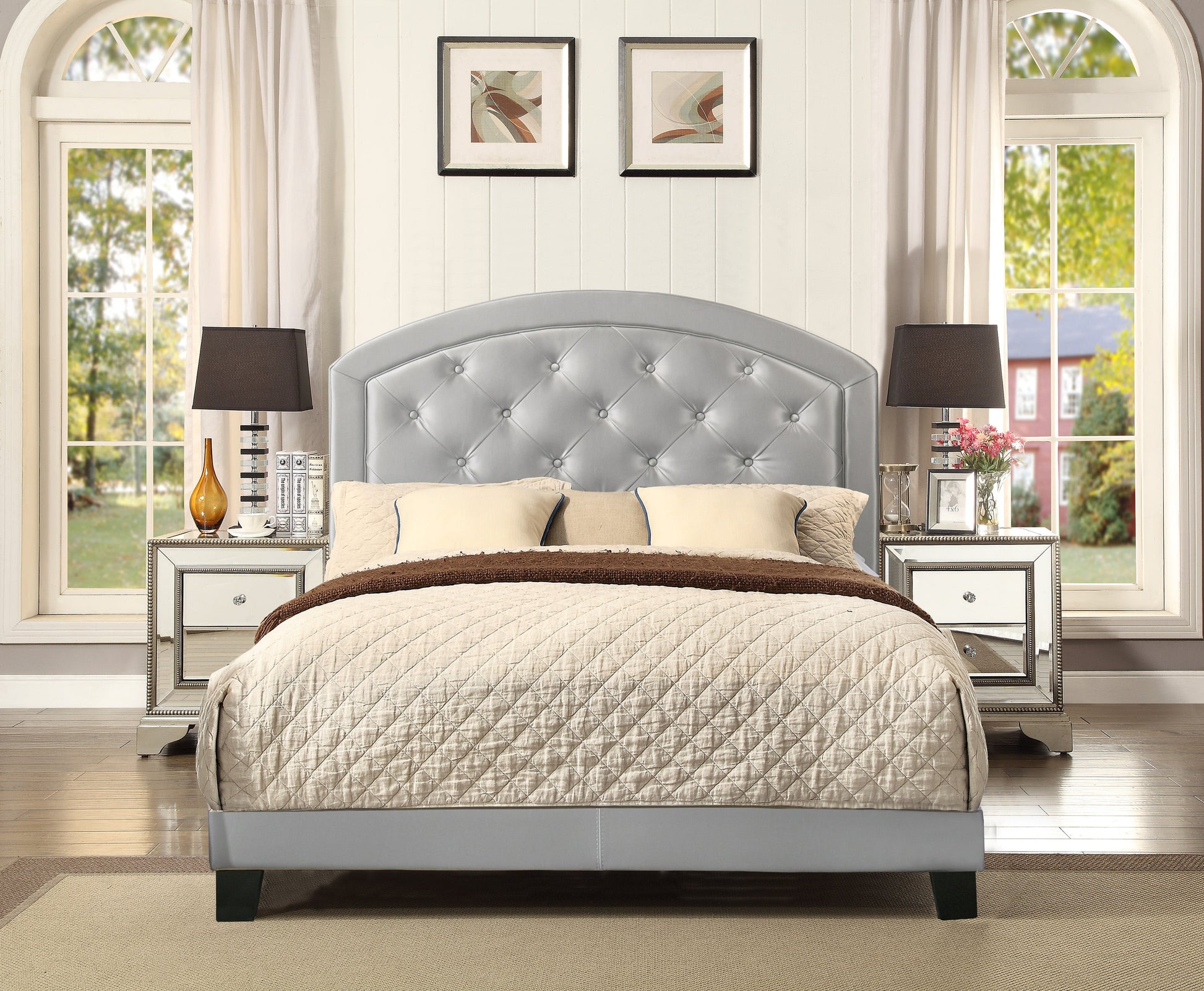 Gaby Silver Full Upholstered Platform Bed - 5269PUSL-F - Luna Furniture - Dallas Store