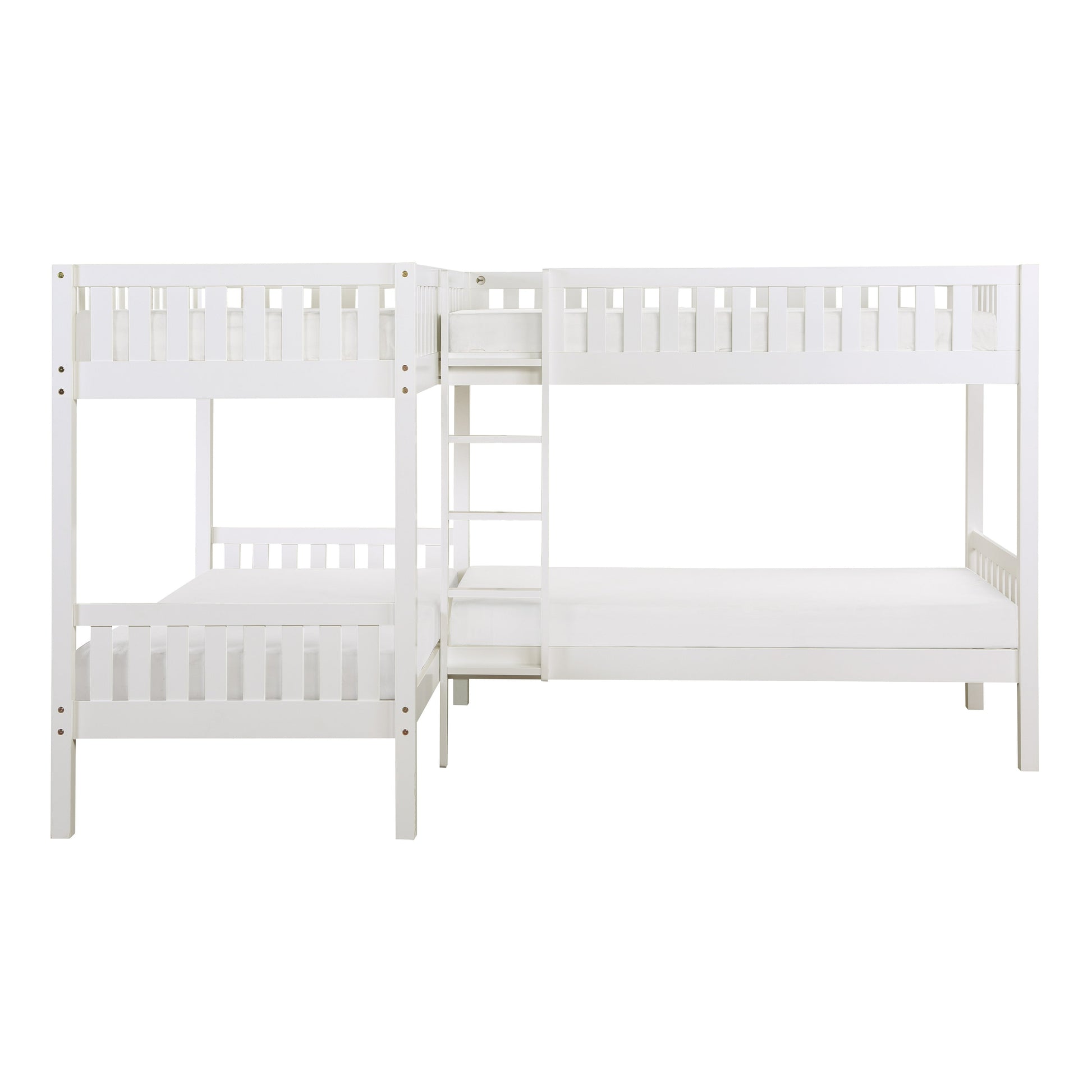 Galen White Corner Bunk Bed - SET | B2053CNW-1 | B2053CNW-2 | B2053CNW-SL - Luna Furniture - Dallas Store