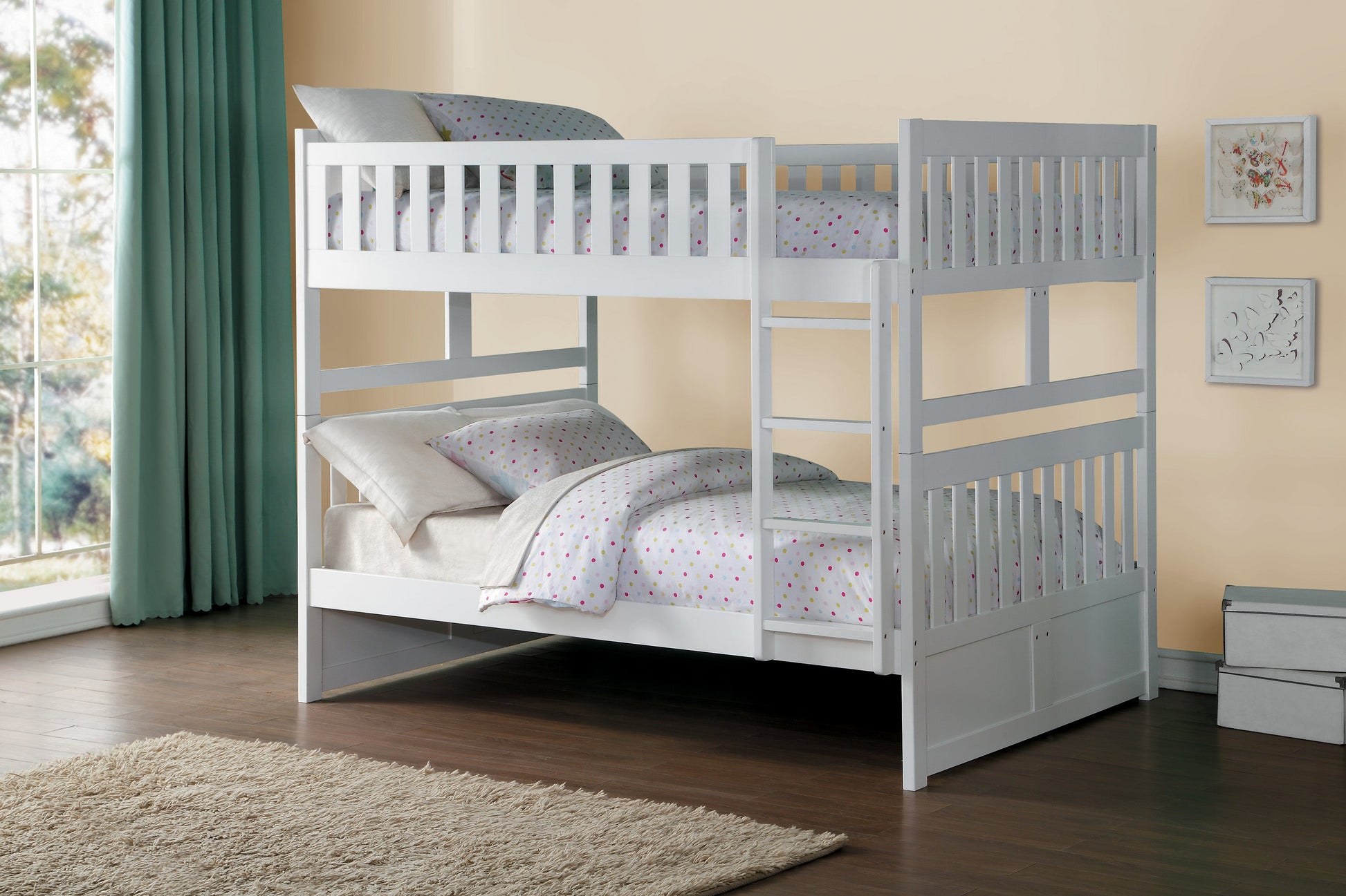 Galen White Full/Full Bunk Bed - SET | B2053FFW-1 | B2053FFW-2 | B2053FFW-SL - Luna Furniture - Dallas Store