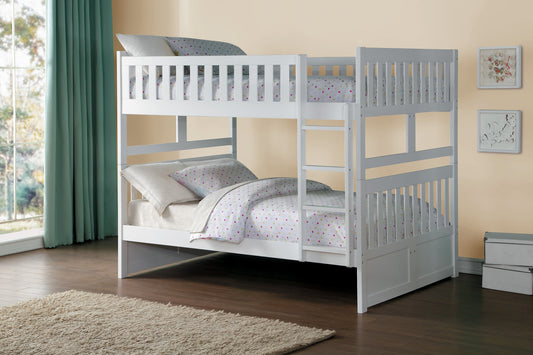 Galen White Full/Full Bunk Bed - SET | B2053FFW-1 | B2053FFW-2 | B2053FFW-SL - Luna Furniture - Dallas Store