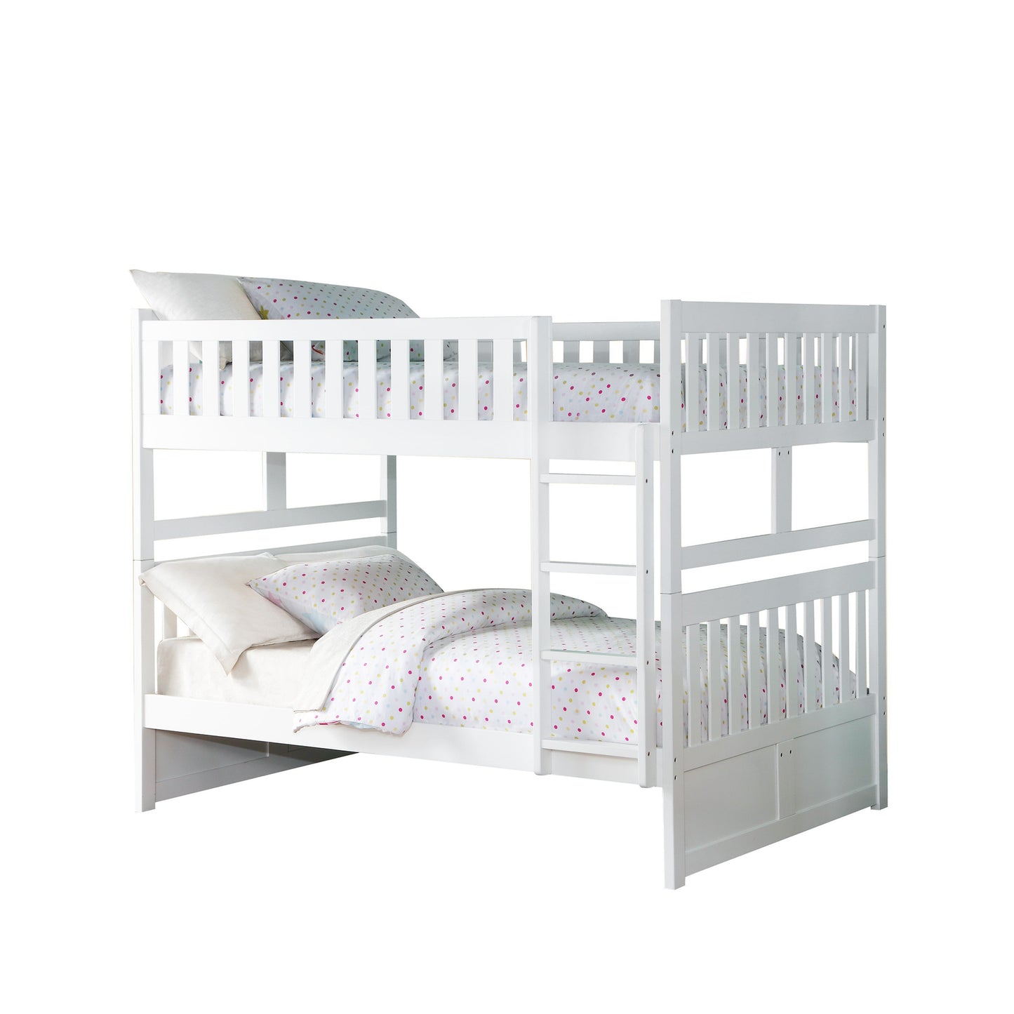 Galen White Full/Full Bunk Bed - SET | B2053FFW-1 | B2053FFW-2 | B2053FFW-SL - Luna Furniture - Dallas Store
