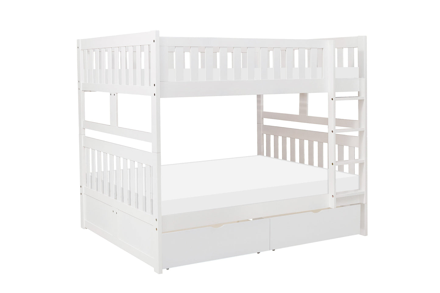 Galen White Full/Full Bunk Bed with Storage Boxes - SET | B2053FFW-1 | B2053FFW-2 | B2053FFW-SL | B2053W-T - Luna Furniture - Dallas Store