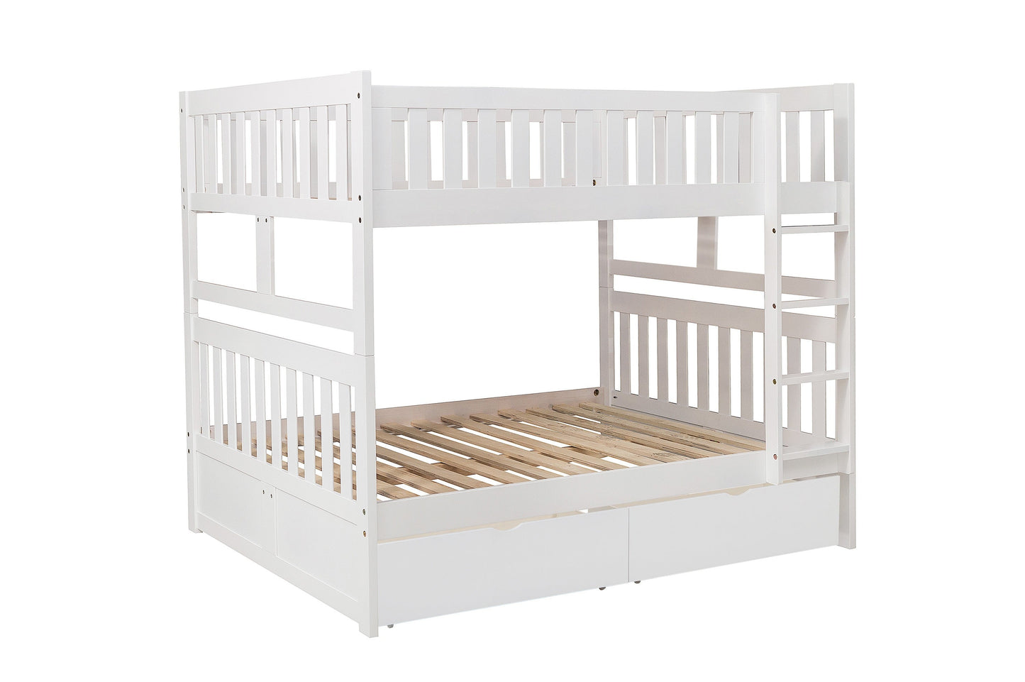 Galen White Full/Full Bunk Bed with Storage Boxes - SET | B2053FFW-1 | B2053FFW-2 | B2053FFW-SL | B2053W-T - Luna Furniture - Dallas Store