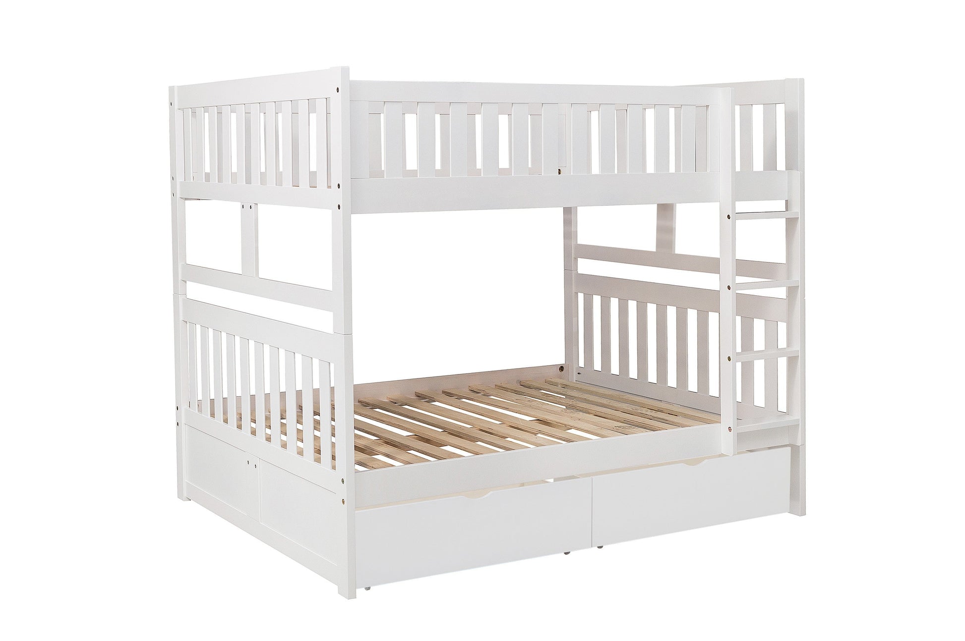 Galen White Full/Full Bunk Bed with Storage Boxes - SET | B2053FFW-1 | B2053FFW-2 | B2053FFW-SL | B2053W-T - Luna Furniture - Dallas Store