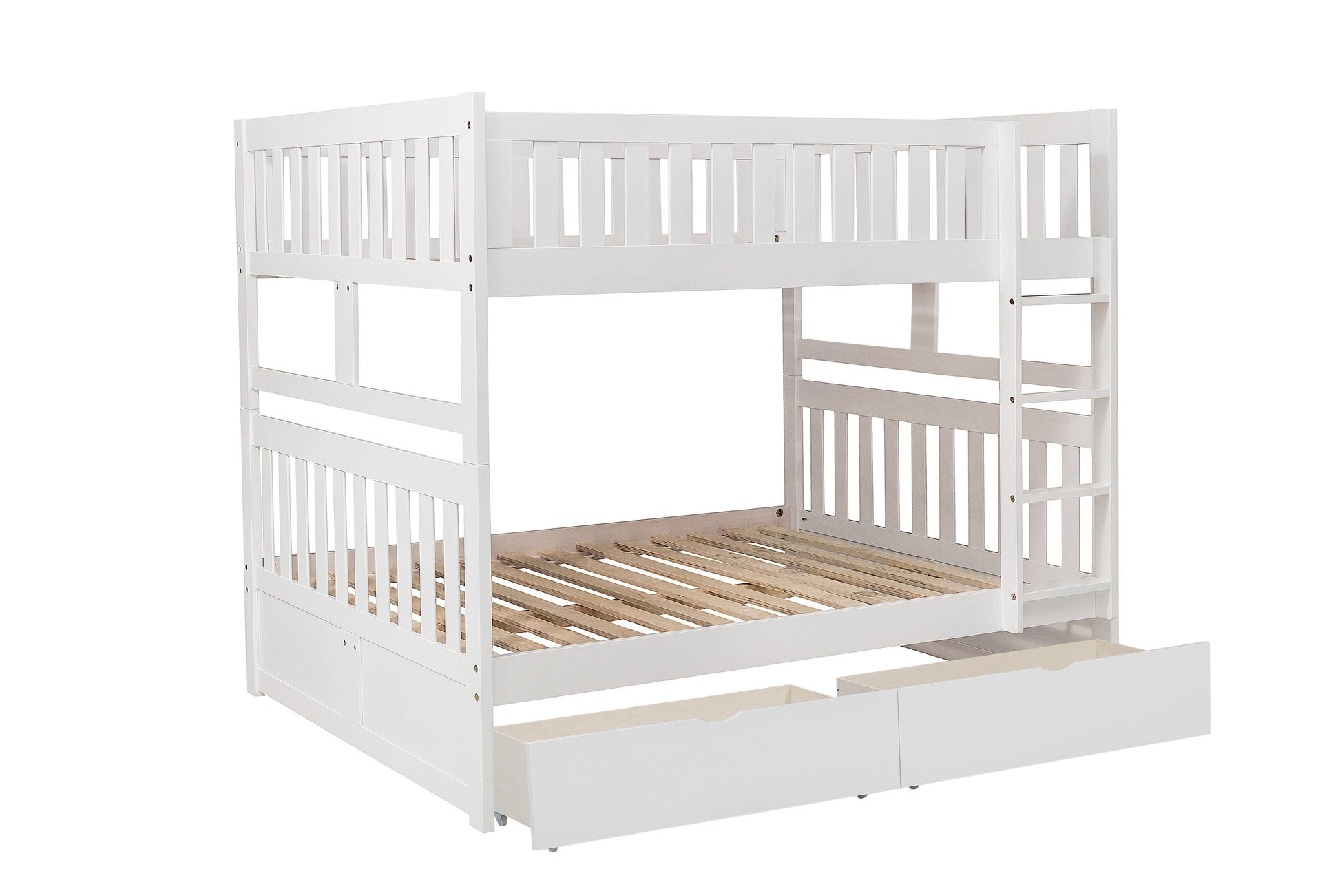 Galen White Full/Full Bunk Bed with Storage Boxes - SET | B2053FFW-1 | B2053FFW-2 | B2053FFW-SL | B2053W-T - Luna Furniture - Dallas Store