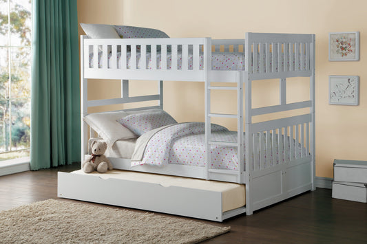Galen White Full/Full Bunk Bed with Twin Trundle - SET | B2053FFW-1 | B2053FFW-2 | B2053FFW-SL | B2053W-R - Luna Furniture - Dallas Store