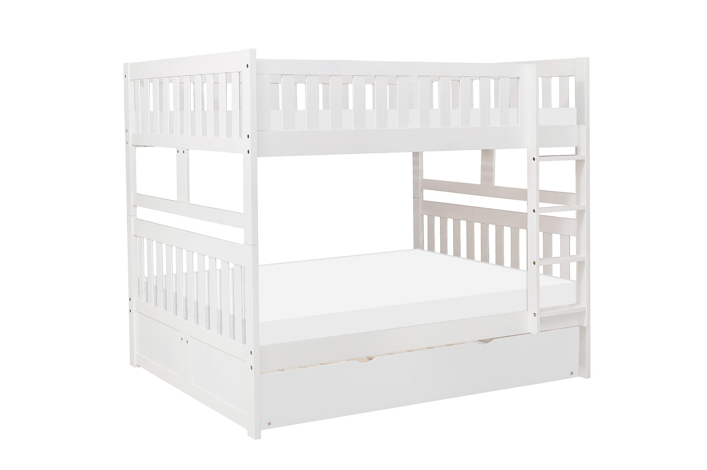 Galen White Full/Full Bunk Bed with Twin Trundle - SET | B2053FFW-1 | B2053FFW-2 | B2053FFW-SL | B2053W-R - Luna Furniture - Dallas Store