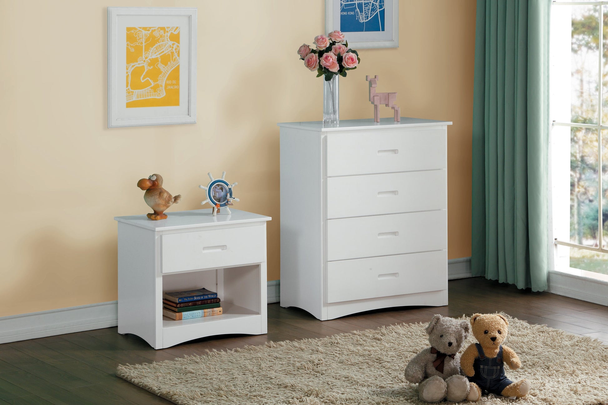 Galen White Nightstand - B2053W-4 - Luna Furniture - Dallas Store