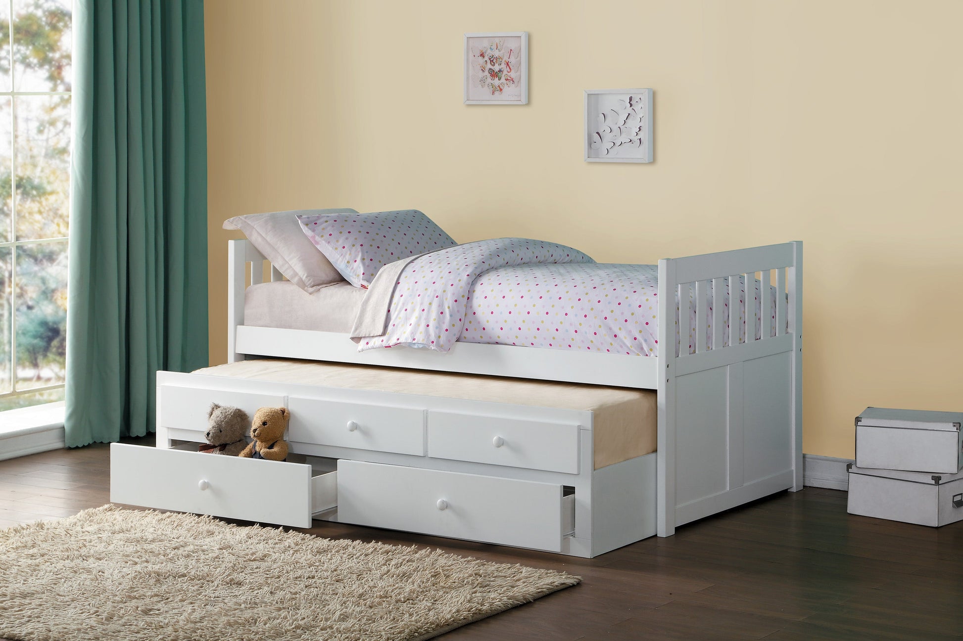 Galen White Twin Captains Trundle Bed - SET | B2053PRW-1 | B2053PRW-2 - Luna Furniture - Dallas Store