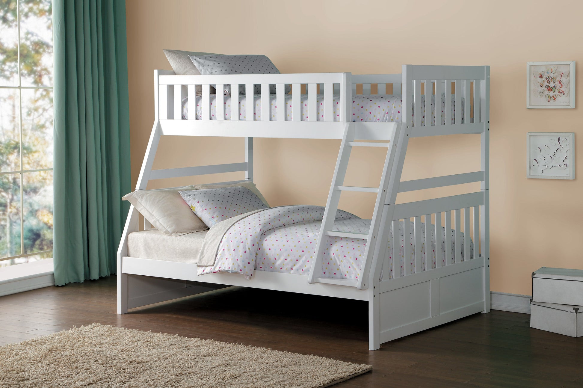 Galen White Twin/Full Bunk Bed - SET | B2053TFW-1 | B2053TFW-2 | B2053TFW-SL - Luna Furniture - Dallas Store