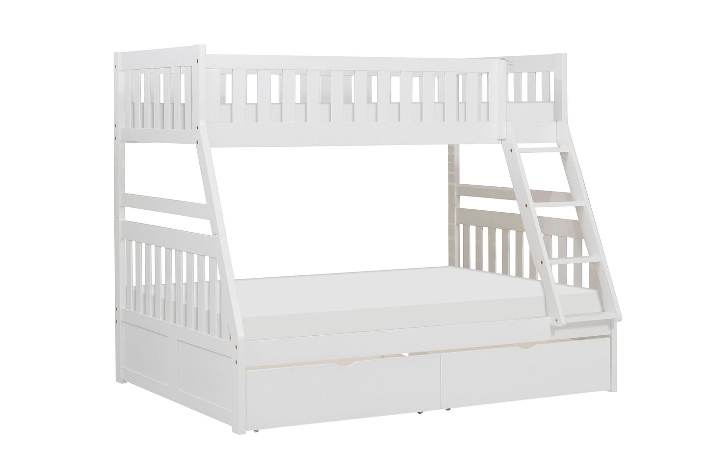 Galen White Twin/Full Bunk Bed with Storage Boxes - SET | B2053TFW-1 | B2053TFW-2 | B2053TFW-SL | B2053W-T - Luna Furniture - Dallas Store