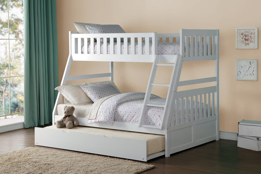 Galen White Twin/Full Bunk Bed with Twin Trundle - SET | B2053TFW-1 | B2053TFW-2 | B2053TFW-SL | B2053W-R - Luna Furniture - Dallas Store