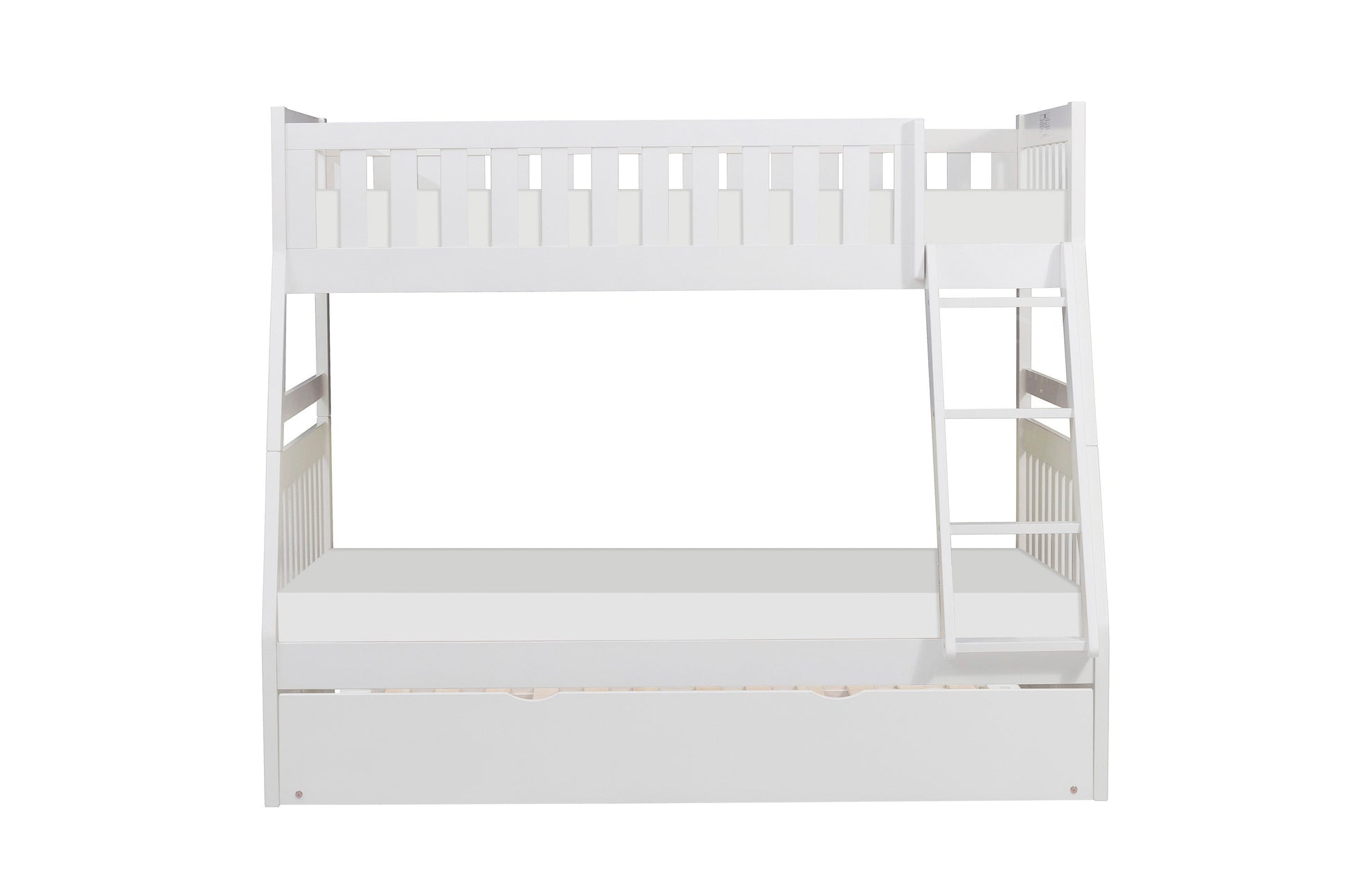 Galen White Twin/Full Bunk Bed with Twin Trundle - SET | B2053TFW-1 | B2053TFW-2 | B2053TFW-SL | B2053W-R - Luna Furniture - Dallas Store