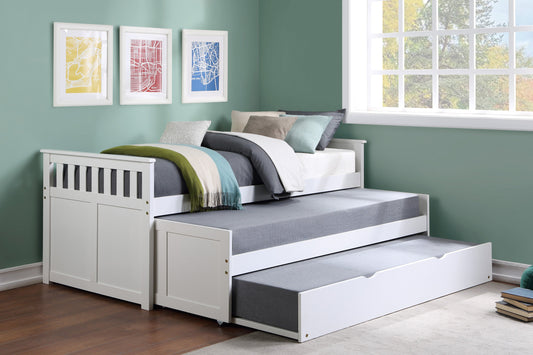 Galen White Twin/Twin Bed with Twin Trundle - SET | B2053RTW-1 | B2053RTW-2 | B2053RTW-SL | B2053W-R - Luna Furniture - Dallas Store
