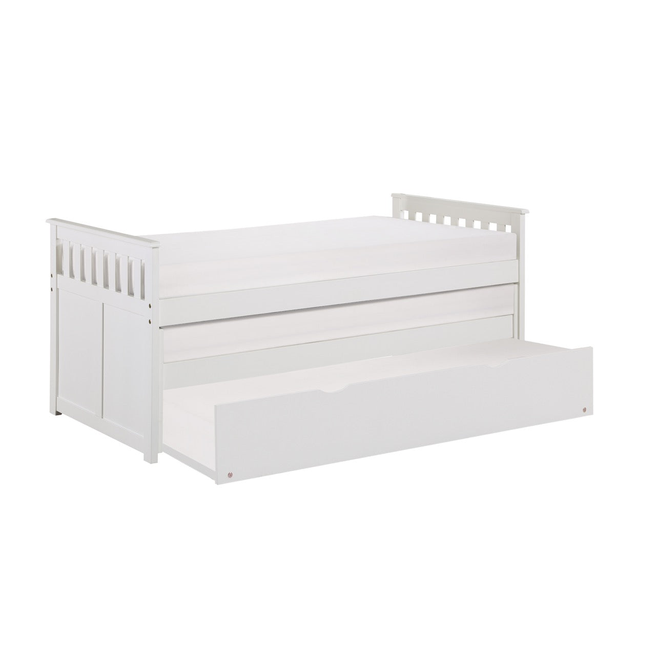 Galen White Twin/Twin Bed with Twin Trundle - SET | B2053RTW-1 | B2053RTW-2 | B2053RTW-SL | B2053W-R - Luna Furniture - Dallas Store