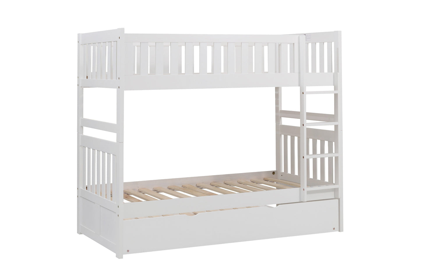 Galen White Twin/Twin Bunk Bed with Twin Trundle - SET | B2053W-1 | B2053W-2 | B2053W-SL | B2053W-R - Luna Furniture - Dallas Store