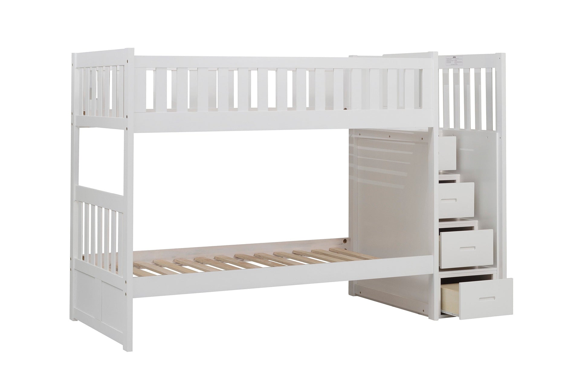 Galen White Twin/Twin Step Bunk Bed - SET | B2053SBW-1 | B2053SBW-2 | B2053SBW-3 | B2053SBW-SL - Luna Furniture - Dallas Store