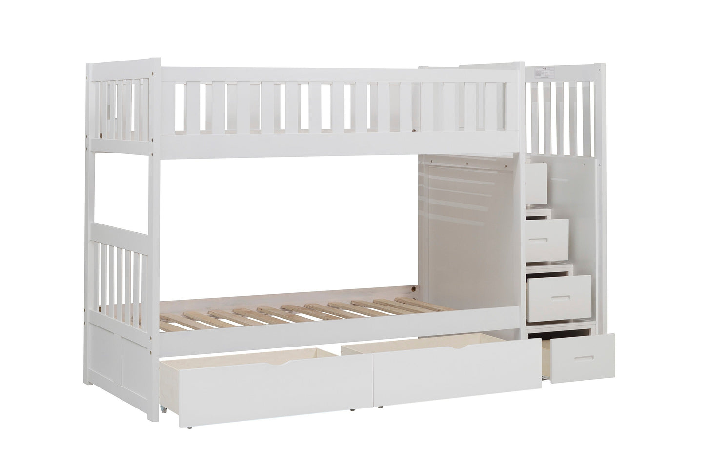 Galen White Twin/Twin Step Bunk Bed with Storage Boxes - SET | B2053SBW-1 | B2053SBW-2 | B2053SBW-3 | B2053SBW-SL | B2053W-T - Luna Furniture - Dallas Store