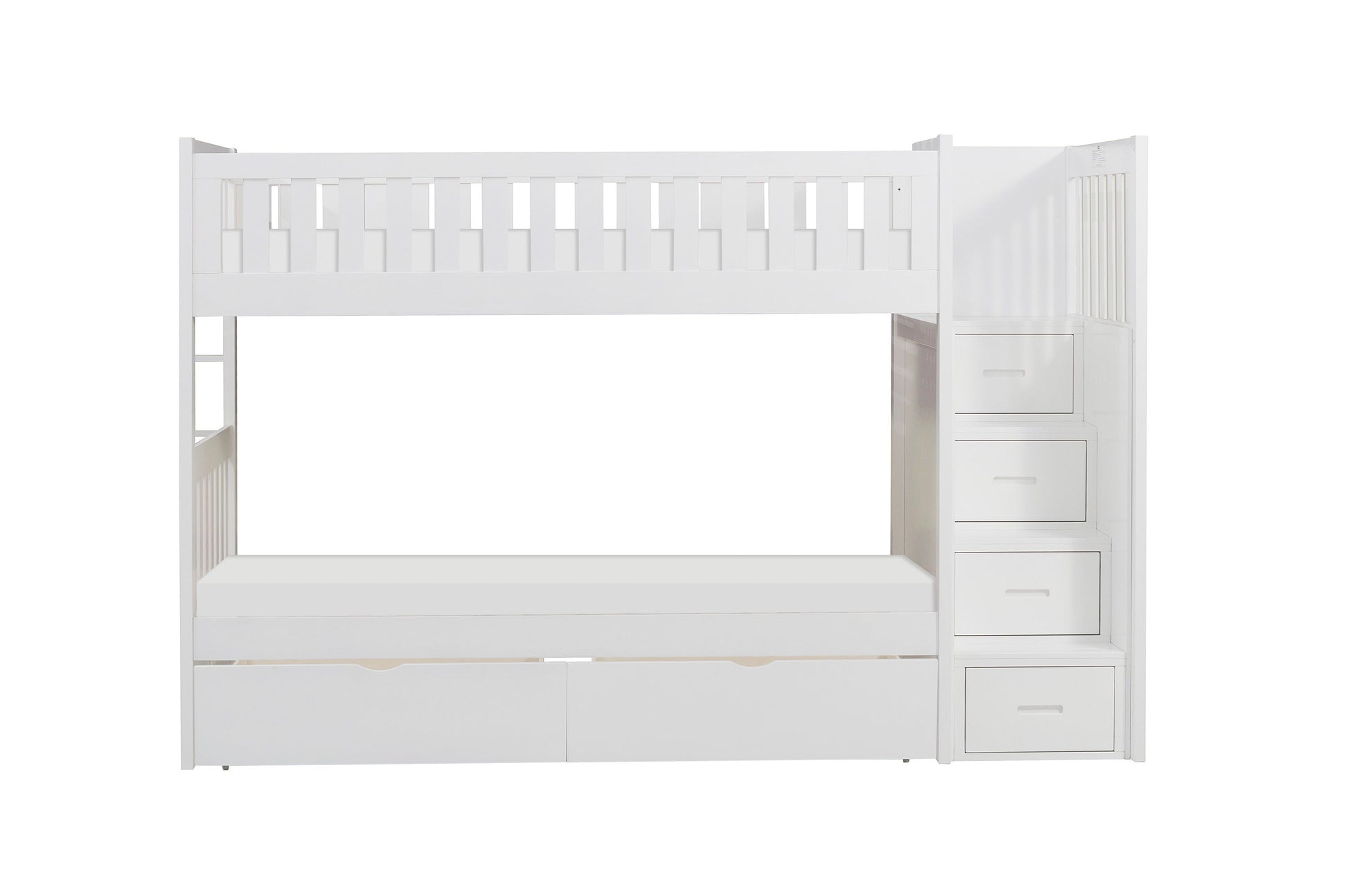Galen White Twin/Twin Step Bunk Bed with Storage Boxes - SET | B2053SBW-1 | B2053SBW-2 | B2053SBW-3 | B2053SBW-SL | B2053W-T - Luna Furniture - Dallas Store