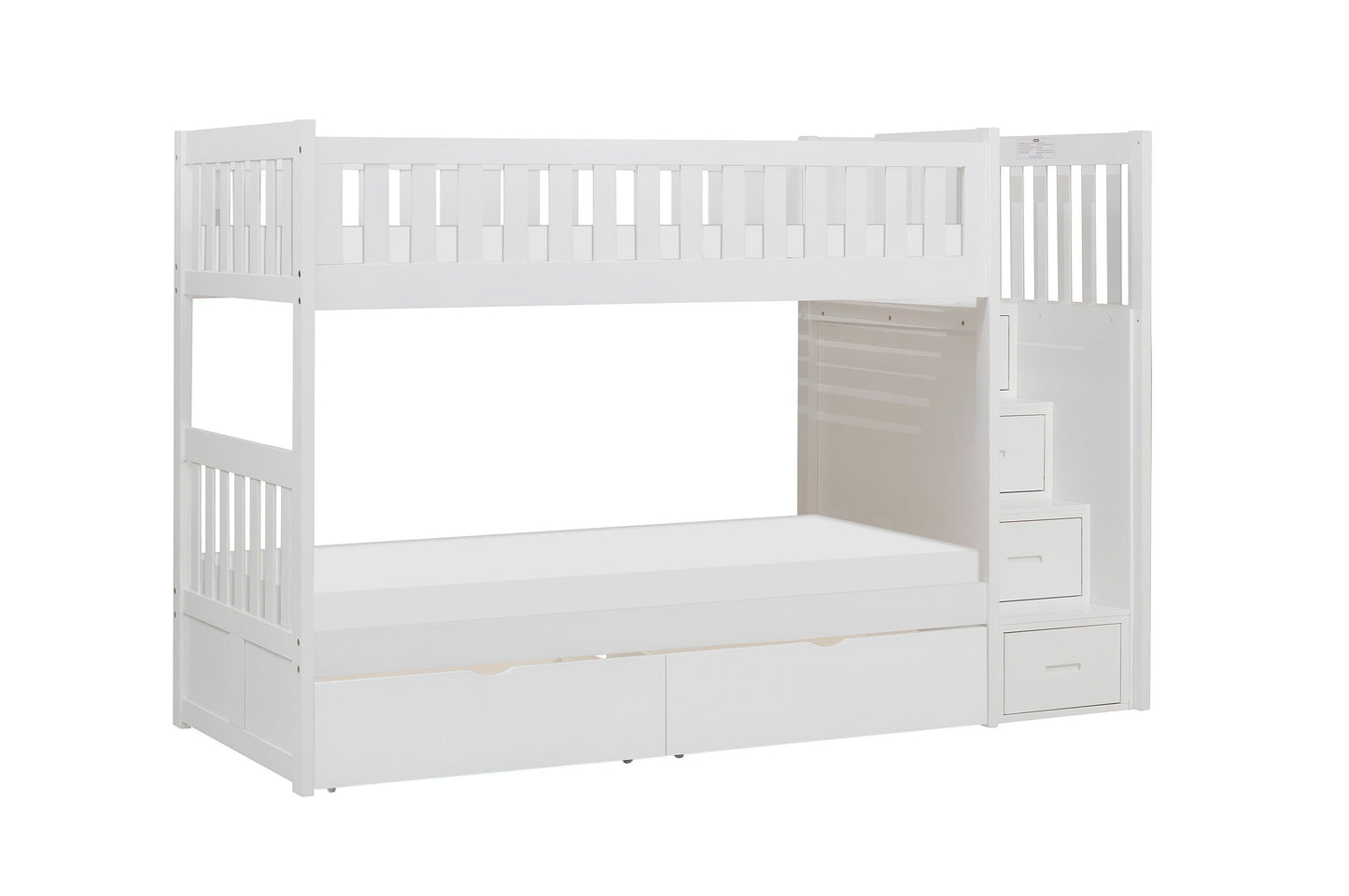 Galen White Twin/Twin Step Bunk Bed with Storage Boxes - SET | B2053SBW-1 | B2053SBW-2 | B2053SBW-3 | B2053SBW-SL | B2053W-T - Luna Furniture - Dallas Store